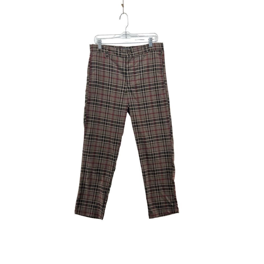 Forever 21 High Rise Plaid Trousers Fall Pants Size 31 Tapered Pockets Stretch